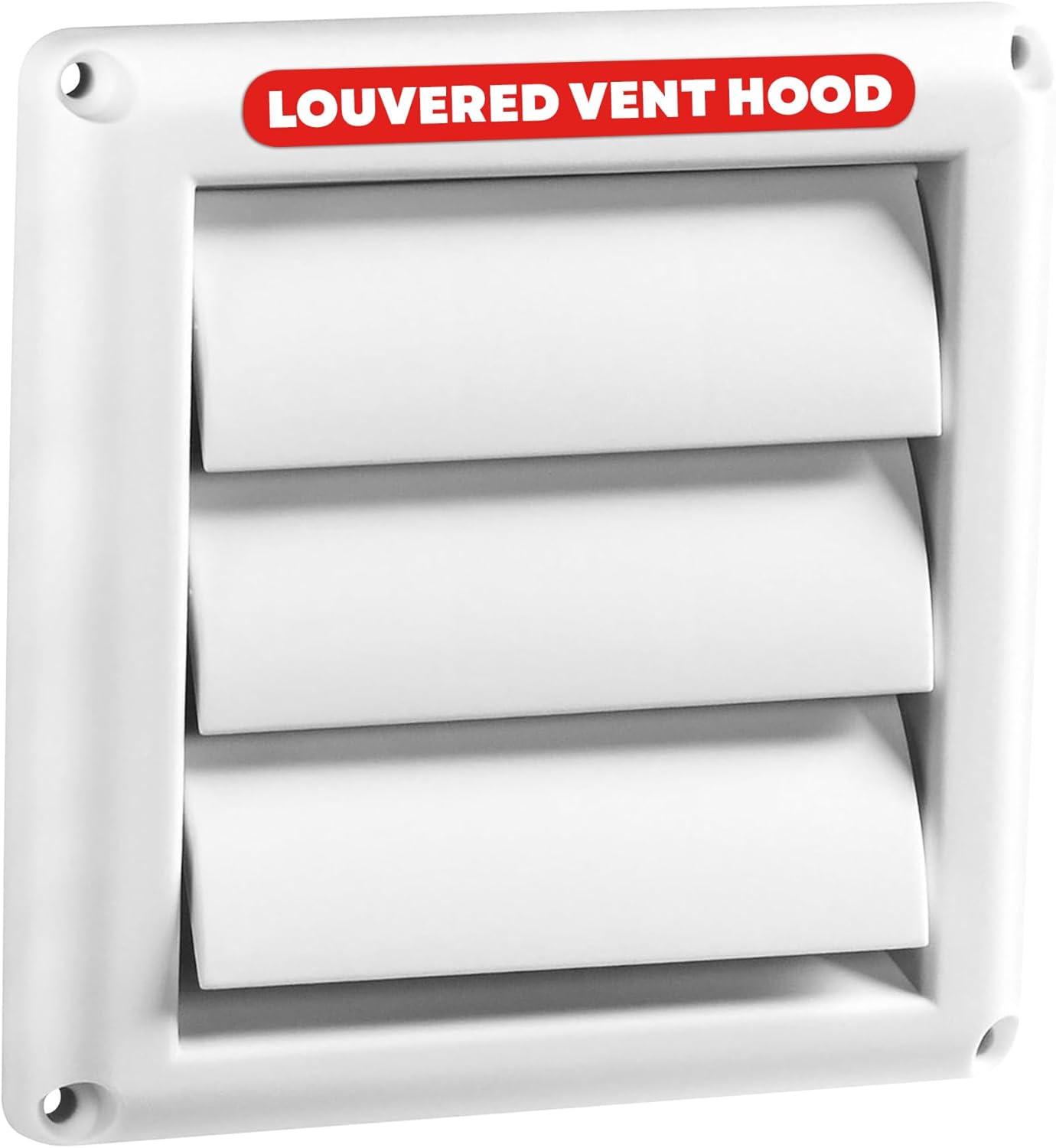 Deflecto Supurr-Vent Louvered Weather-Resistant Outdoor Plastic Dryer Vent Cover for 4 inch Pipe, UV Protection for Maximum Airflow Efficiency & Long-Lasting Durability | 6 inch x 6 inch Size | White