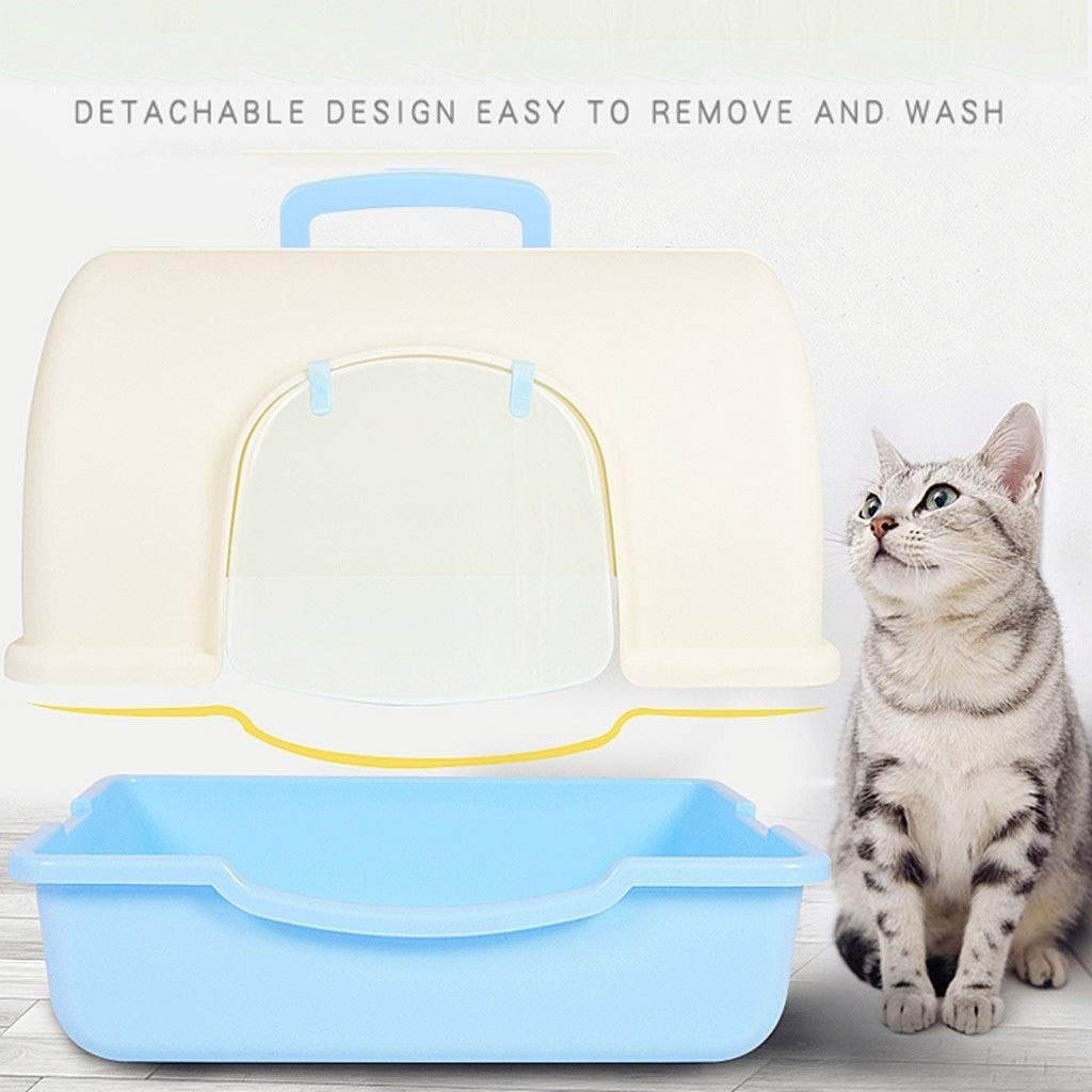 Haustiertoilette Klappschale Katzentoilette Vollständig geschlossene Anti-Spritz-Toilette Sandnapf Katzenzubehör innerhalb von 10 kg Katzentoilette (Farbe: Roze)