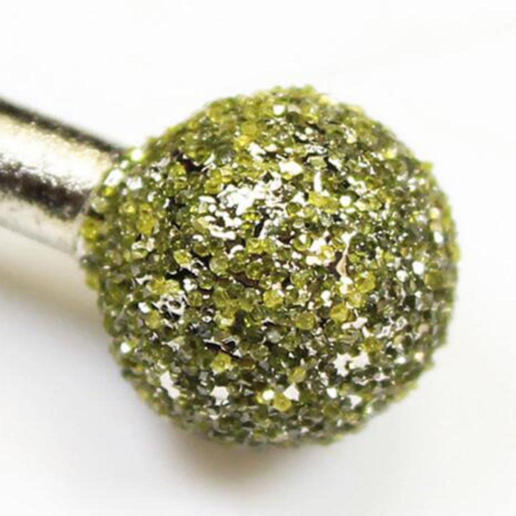 6mm Shank Spherical Head Diamond Coated Mounted Point Round Ball Rotary Grinding Bit Grinding Burr Bits, 10mm