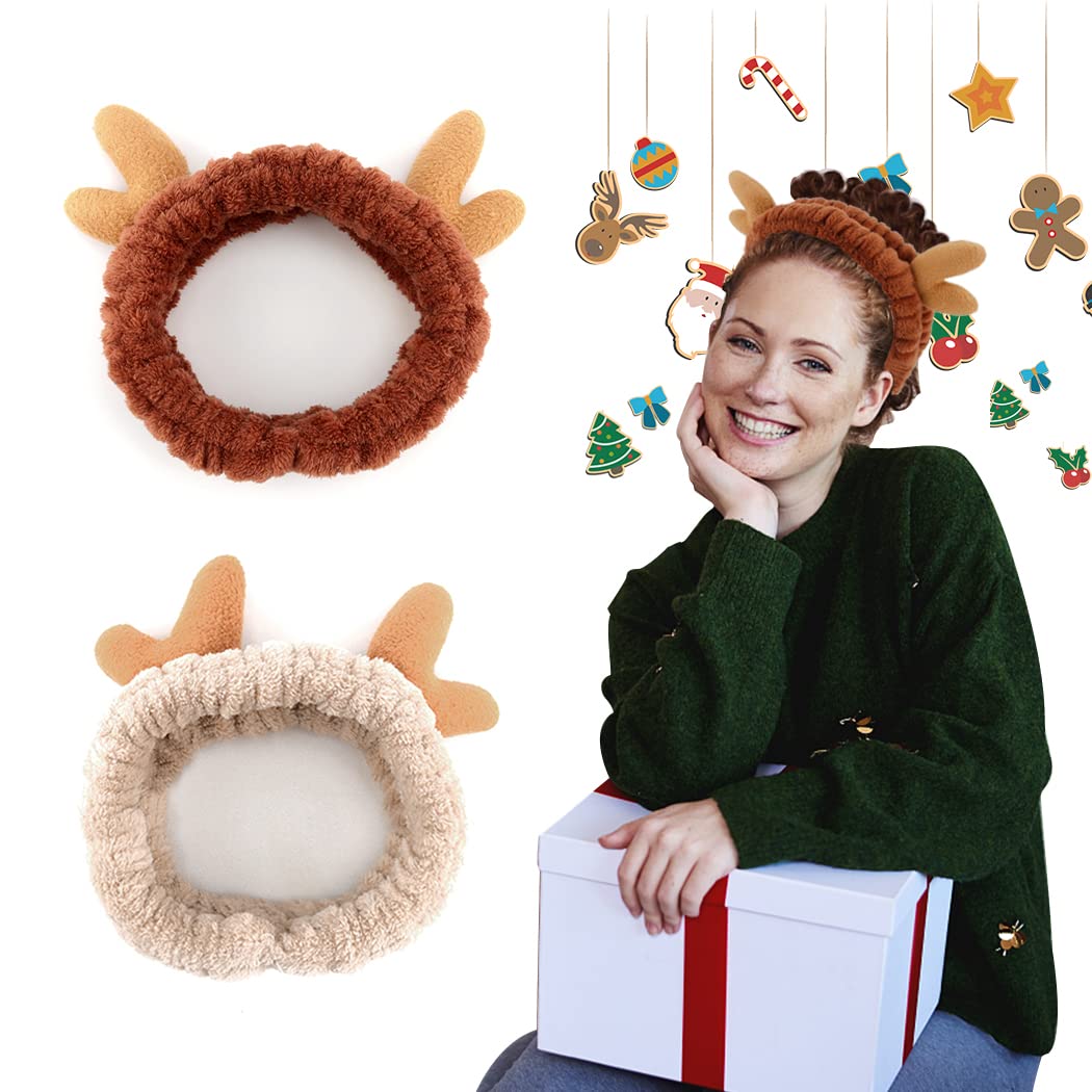 CURASA 2 Pcs Spa Headband Elk Headbands for Women Make up