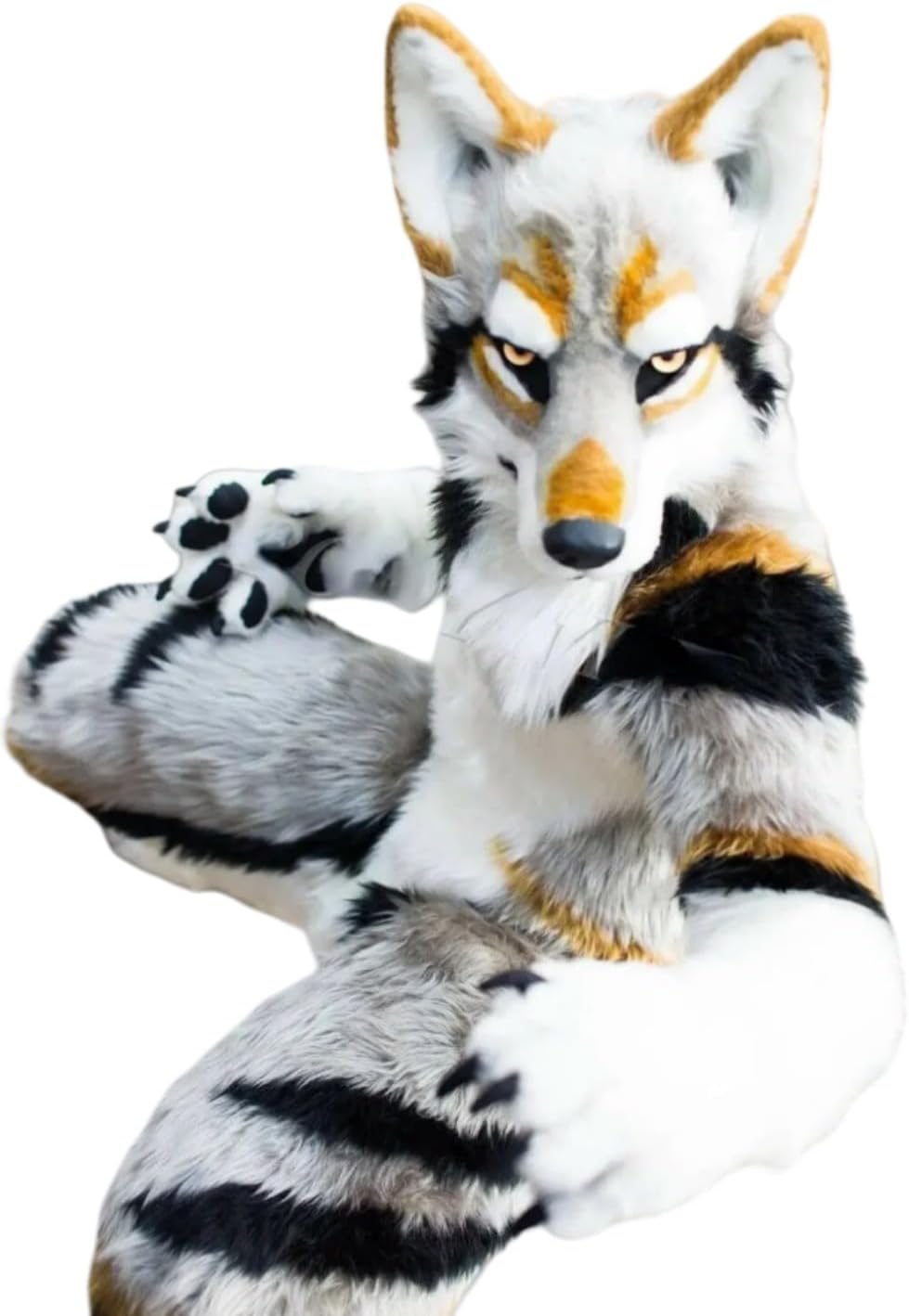 Grey White Long Fur Costume Husky Dog Fox Yellow Mascot