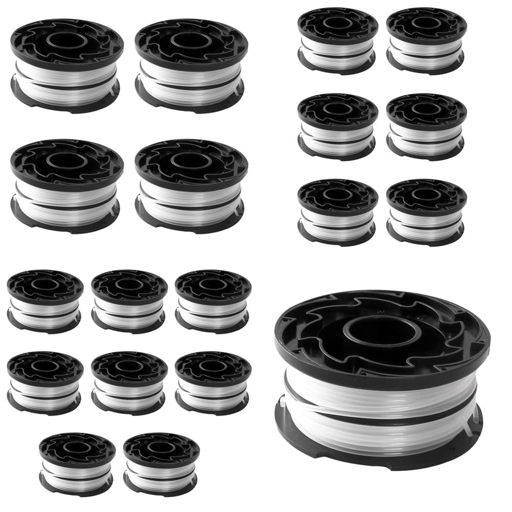 19 carretes de desbrozadora, carrete de desbrozadora de 1.65 mm para Black and Decker, alambre de desbrozadora DF-065, repuesto de carrete de desbrozadora, carrete de cortacésped para GH710, GH700,
