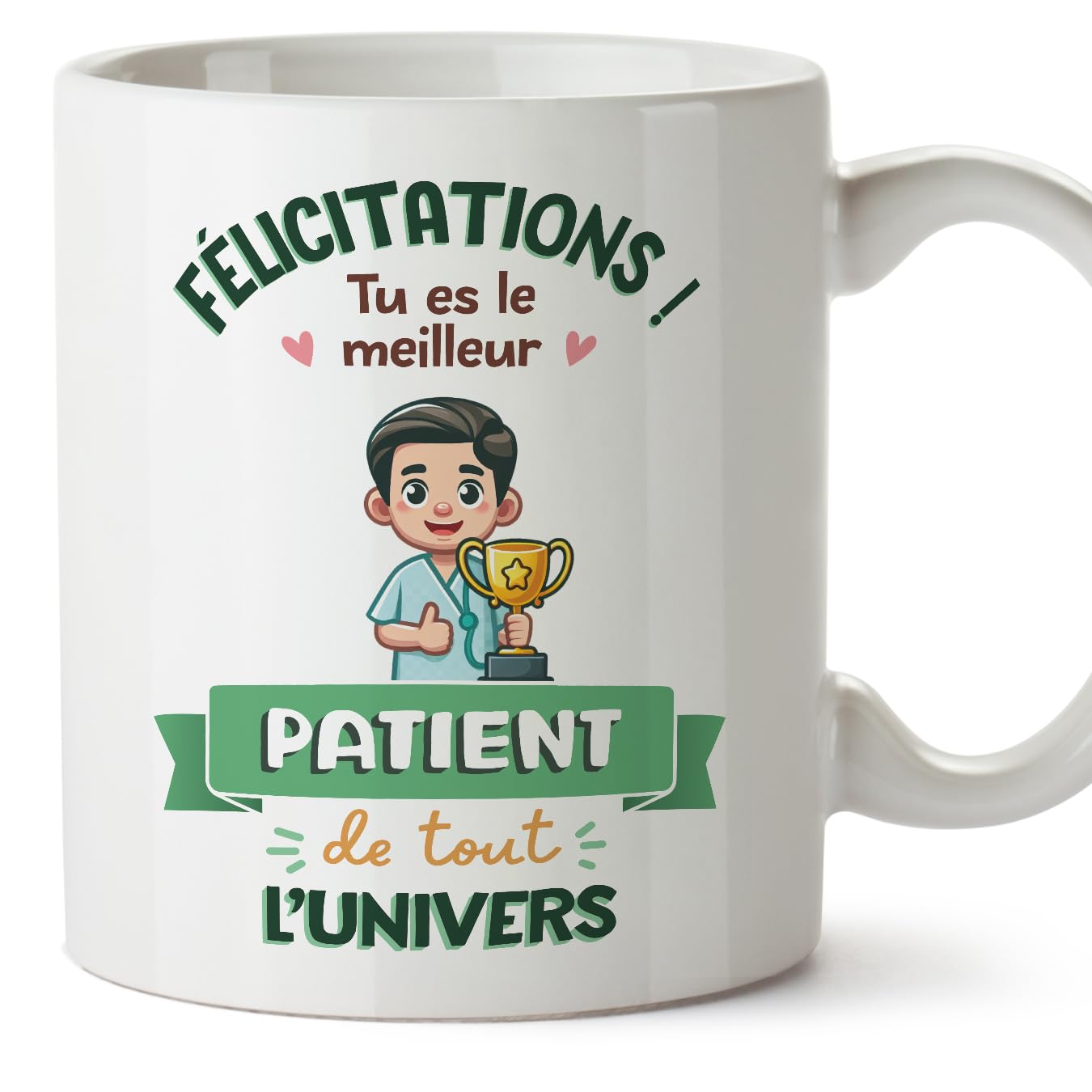 MUGFFINS Patient Man Mug - in French - Meilleur Univers Trophée - Funny Gift for Colleagues - Ceramic 11oz Mug — image 1
