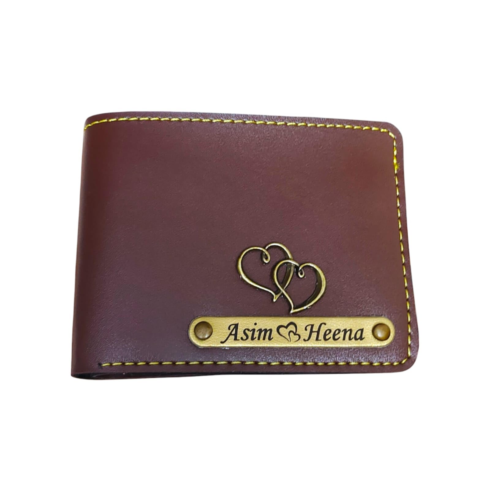 Men's Personalized Wallet I Customized Slim Stylish Leather Purse with Name & Charm I Unique Birthday Anniversary Gift for Men/Boy Love Husband Employees Clients (Brown)-image-35