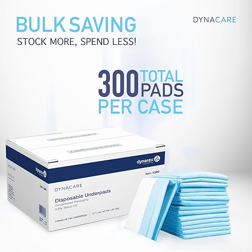 Miniatura 7 de Dynarex 1340 - Almohadilla interior desechable, relleno de tejido, 2 capas, almohadilla de cama de incontinencia de grado médico para proteger