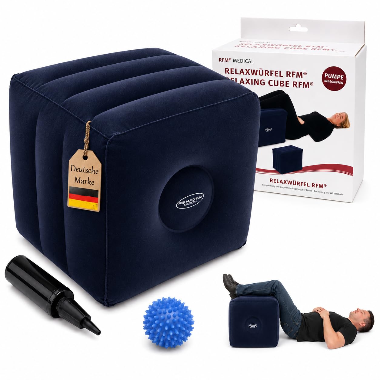 FabaCare Cubo di sollevamento per gambe e palla da massaggio con riccio blu