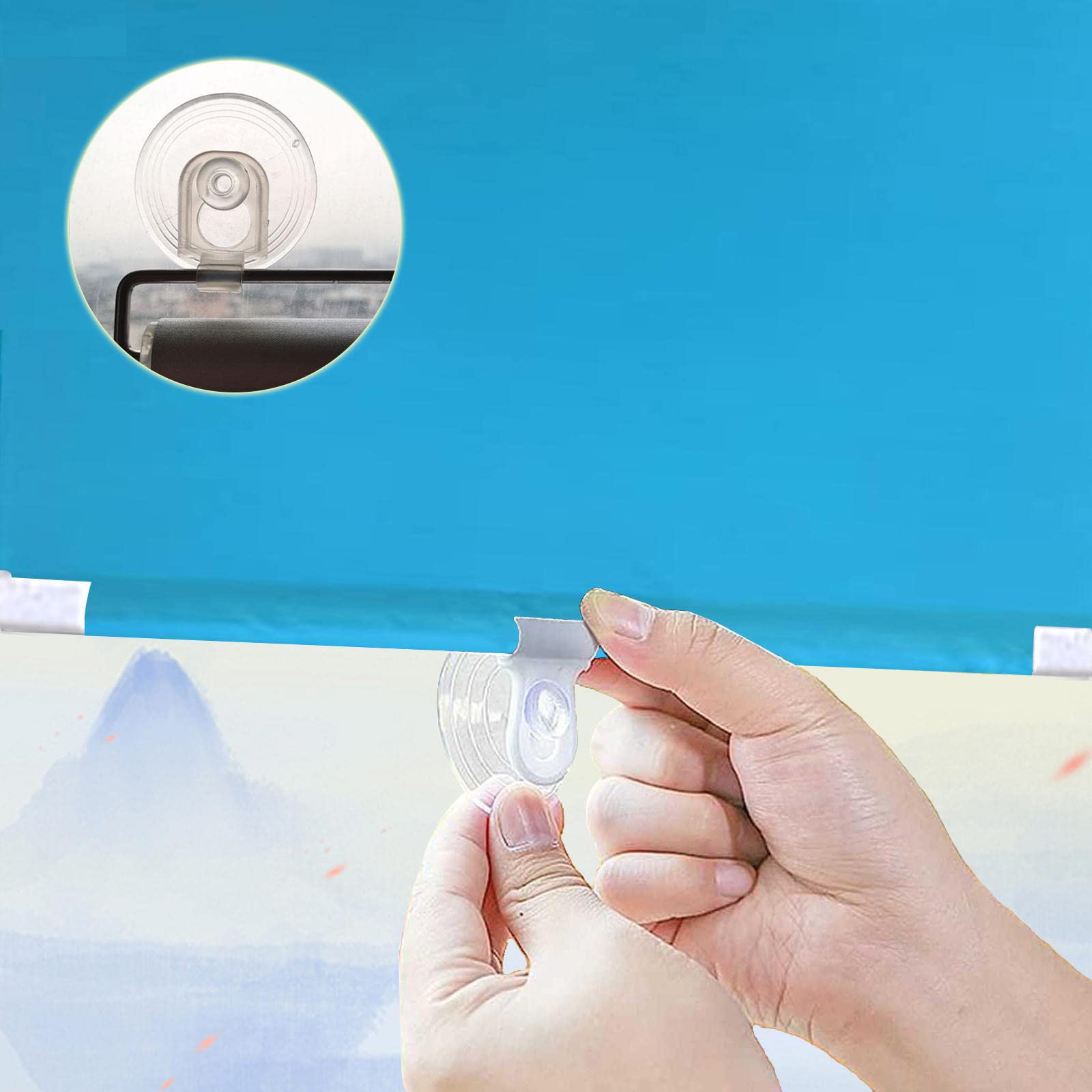 Tende oscuranti con ventose,anti-UV tenda avvolgibile di 30-75 cm di larghezza,frangisole automatici a scomparsa,senza forare,tende temporanee portatili per porte e finestre,Blue-75x125cm/29x49in