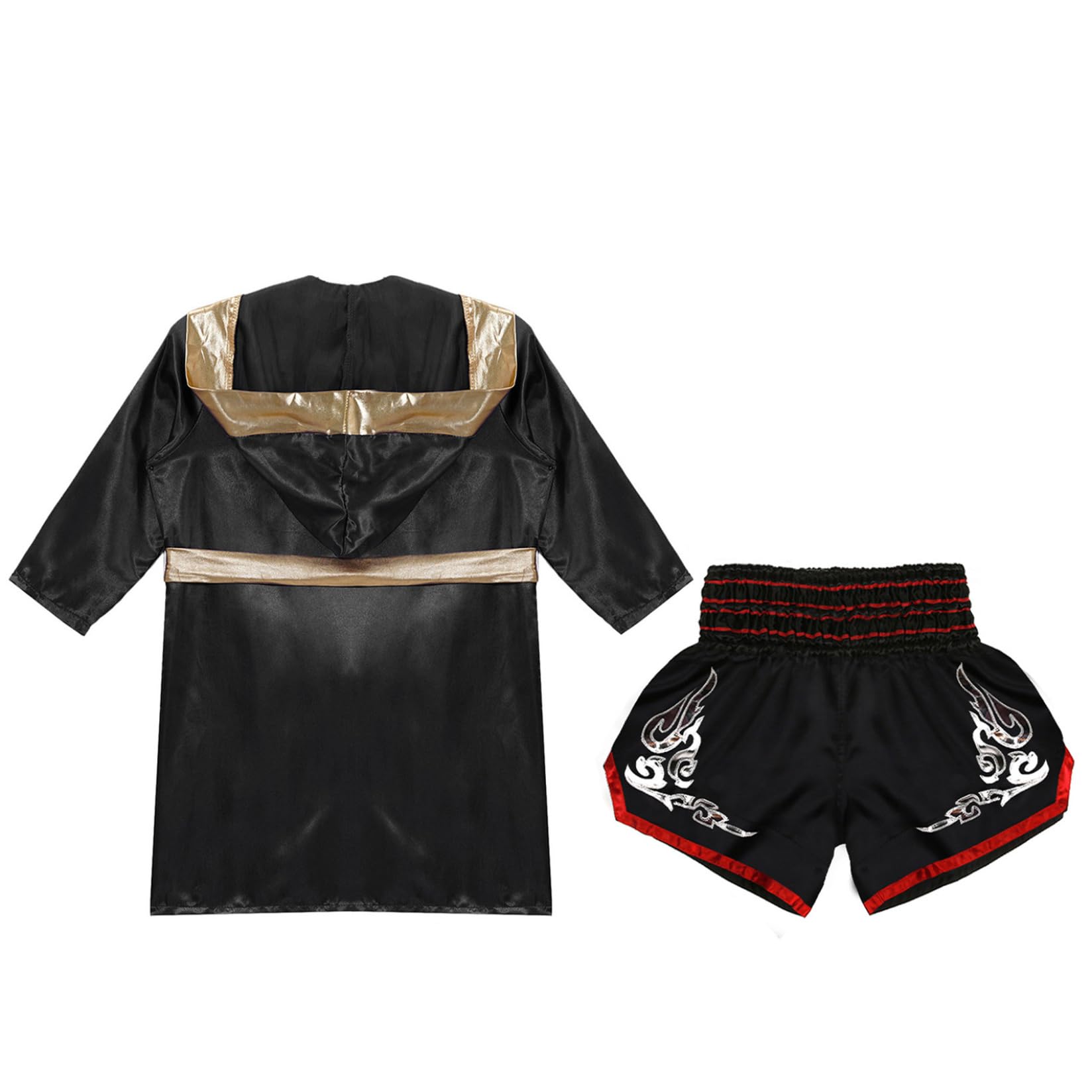 Runhomal Conjunto de pantalones cortos de boxeo para niño bata entrenamiento boxing MMA Muay Thai 9-10 Años