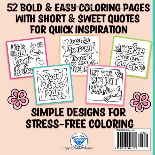 Bold and Easy Inspirational Coloring Book: Simple Large Print Motivational Quotes for Adults, Women, Teens, Kids and Seniors for Relaxation and Stress Relief - Image 2