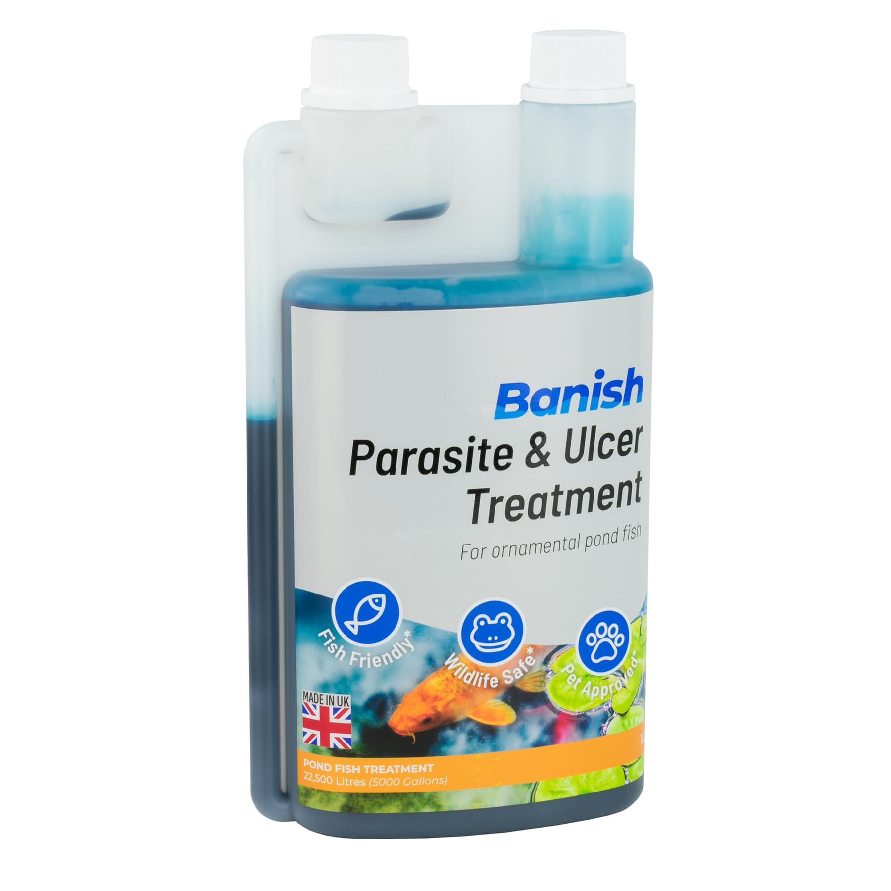 Pisces Banish Parasite Ulcer & Whitespot Pond Fish Treatment 1L Koi Water Disease