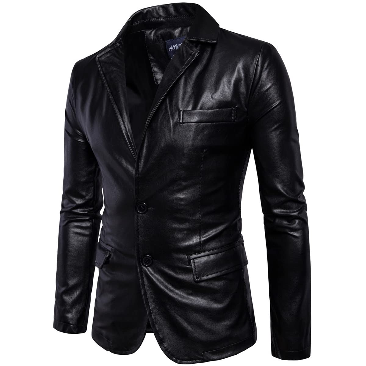 Veste homme veste hiver doux slim coupe cuir PU veste élégant noir Zaylee taille L blouson chaud