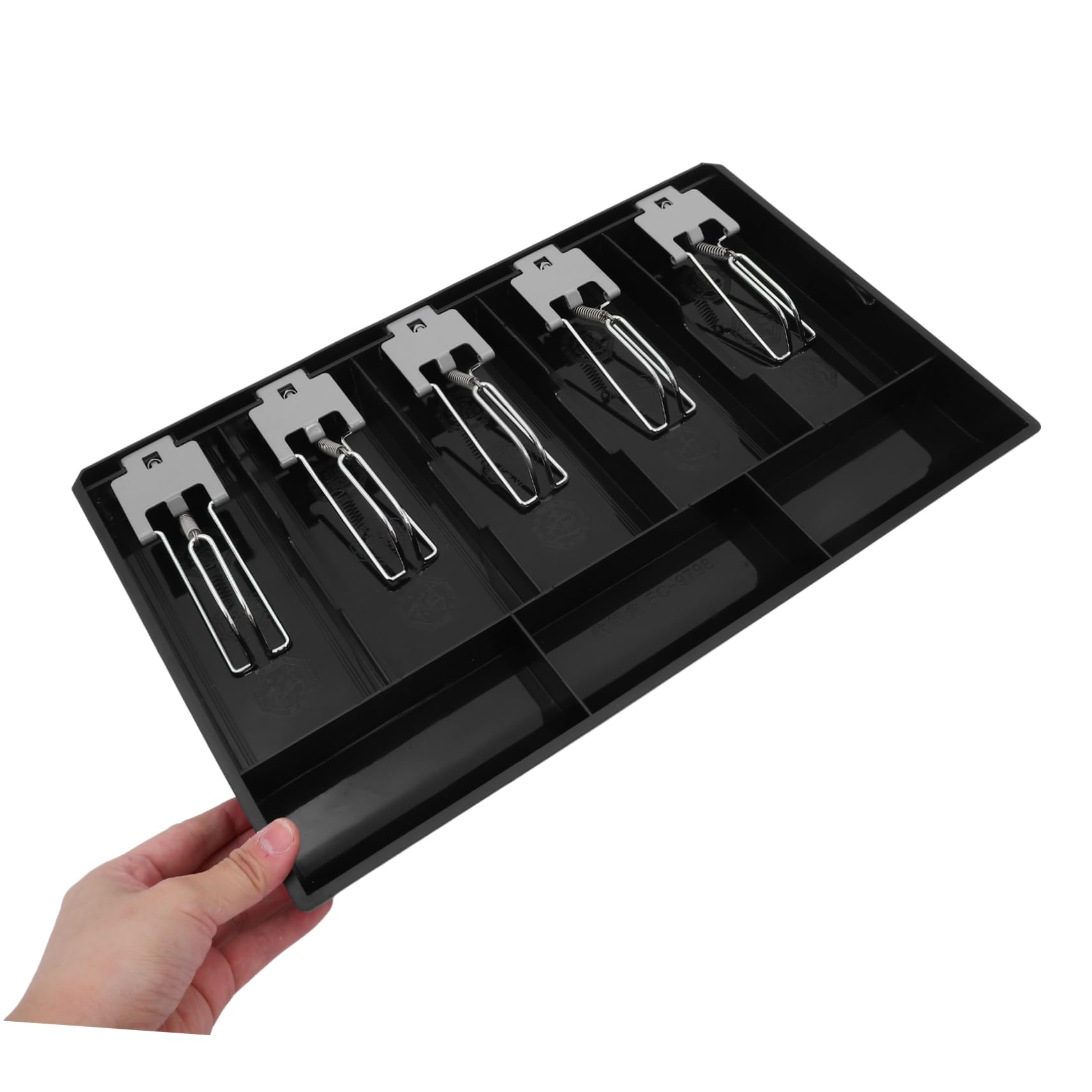 DOITOOL Cassetto Porta Contanti Con 5 Scomparti Per Cassa, Vassoio Cassiere Con Serratura, Organizzatore Contanti e Monete, Inserto Portamonete Regolabile