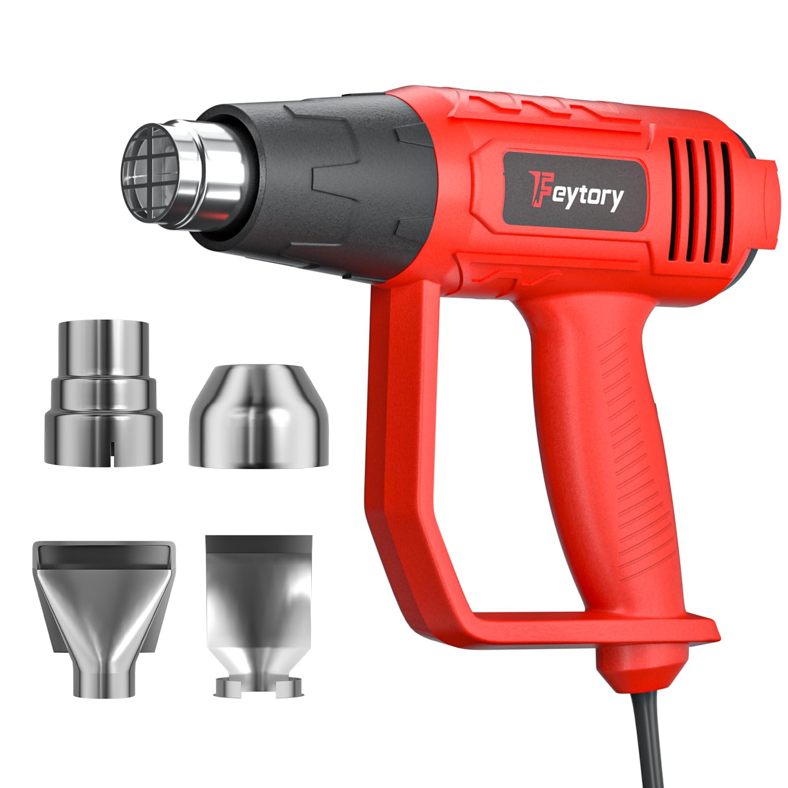 Heat Gun 2000W, Professional Electric Hot Air Gun Dual Temperature Settings 60℃-600℃ and Overload Protection with 4 Nozzles, for Shrinking PVC, Crafts, Paint Stripping, Car Film, Embossing