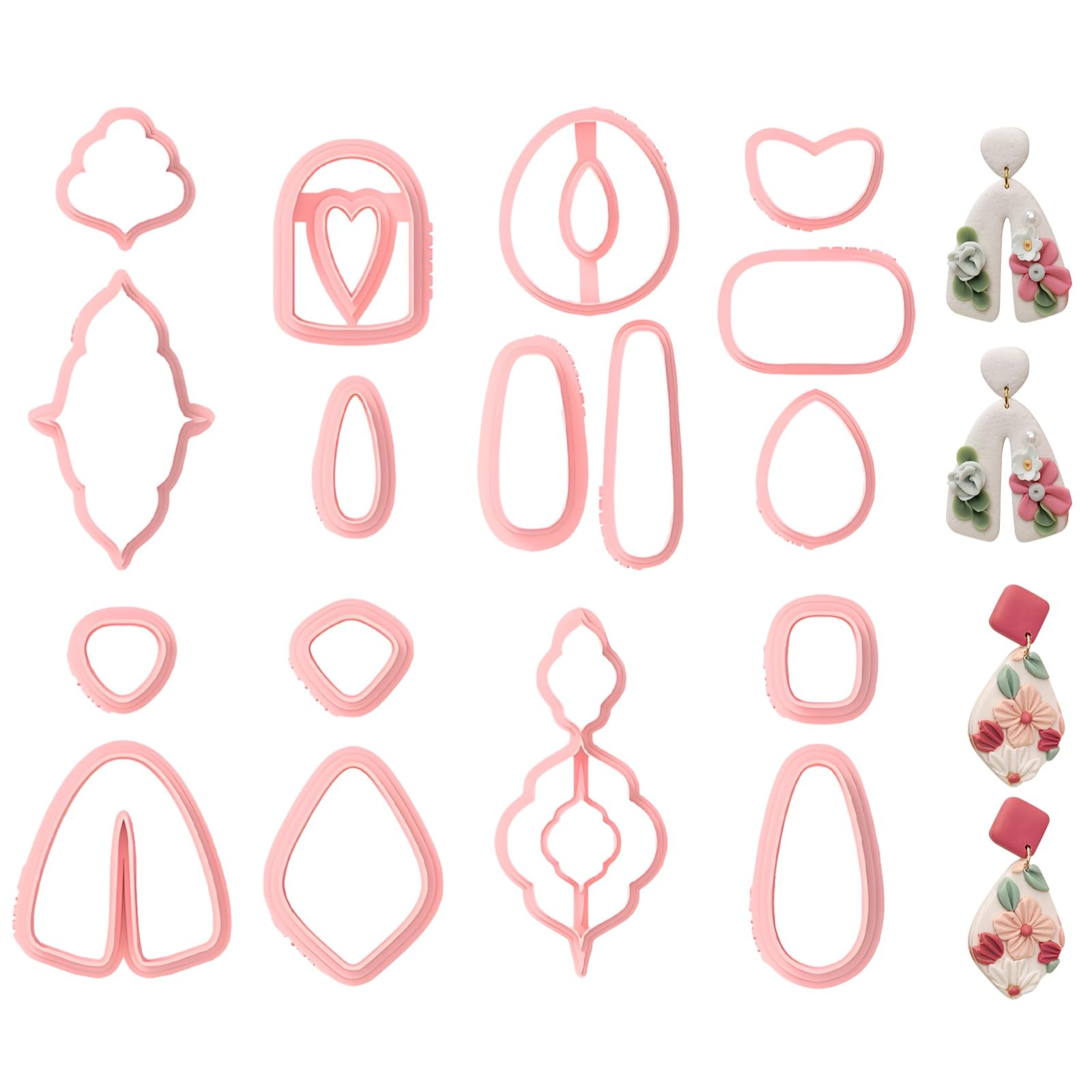 16 Stk. Polymer Clay Ohrring Stanzen Set, vielfältige geometrische, Herz-, Tropfen- und Hohlmuster, ultradünne Klinge für DIY Bastelarbeiten, glatte Formen und leichte Entnahme
