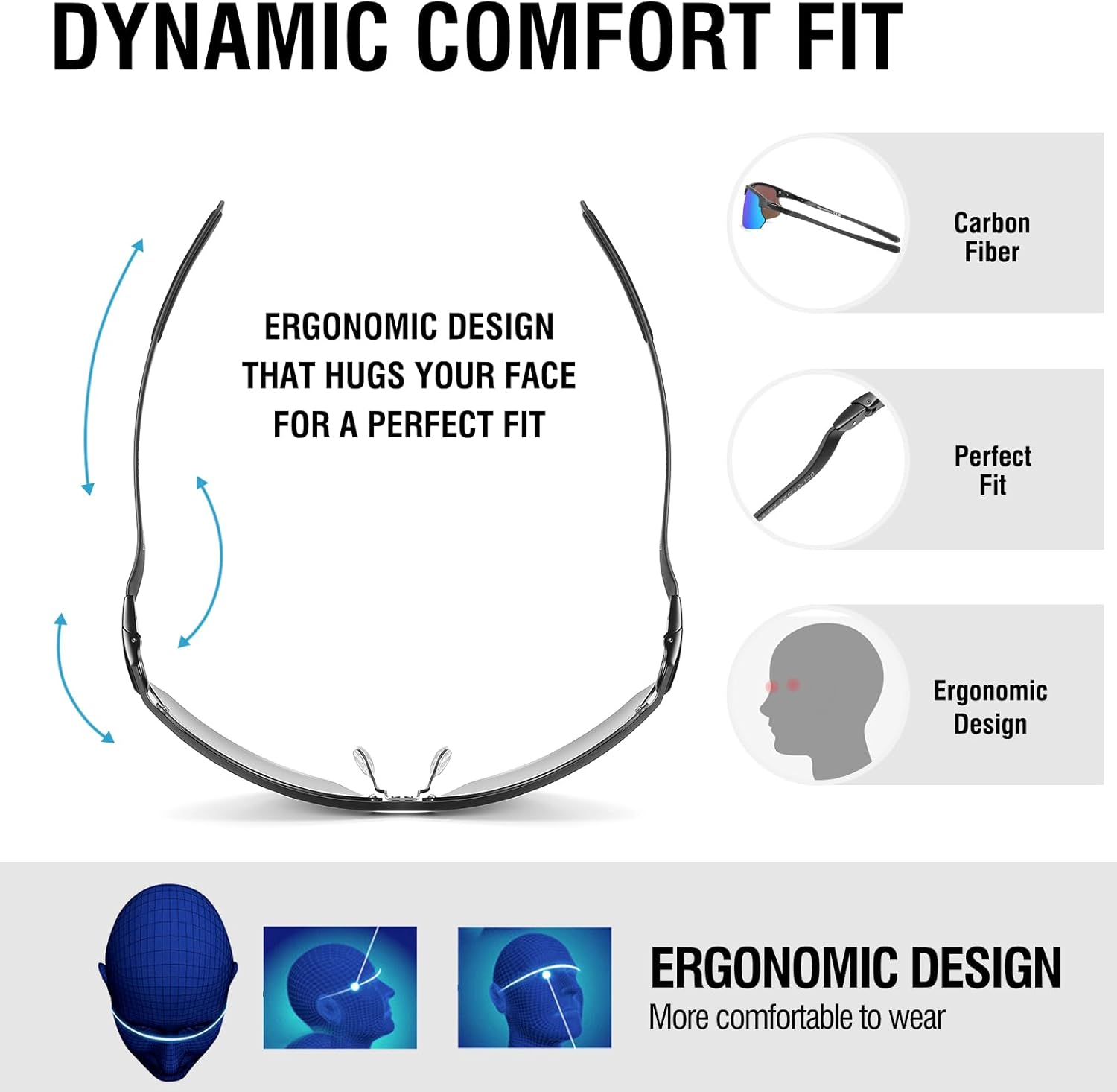 DUCO Mens Sports Polarized Sunglasses Ultralight Carbon Fiber Sun Glasses Driving Fishing Golf UV400 Protection Shades DC8335 - Image 5