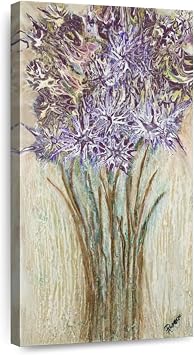 Elephant Stock - Lavender Strong I Wall Art - Vertical Canvas Wall Art - Living Room Wall Decor - Painting Flower Canvas Art - Purple And Teal Decor by Roberto Gonzalez - 21" x 42"