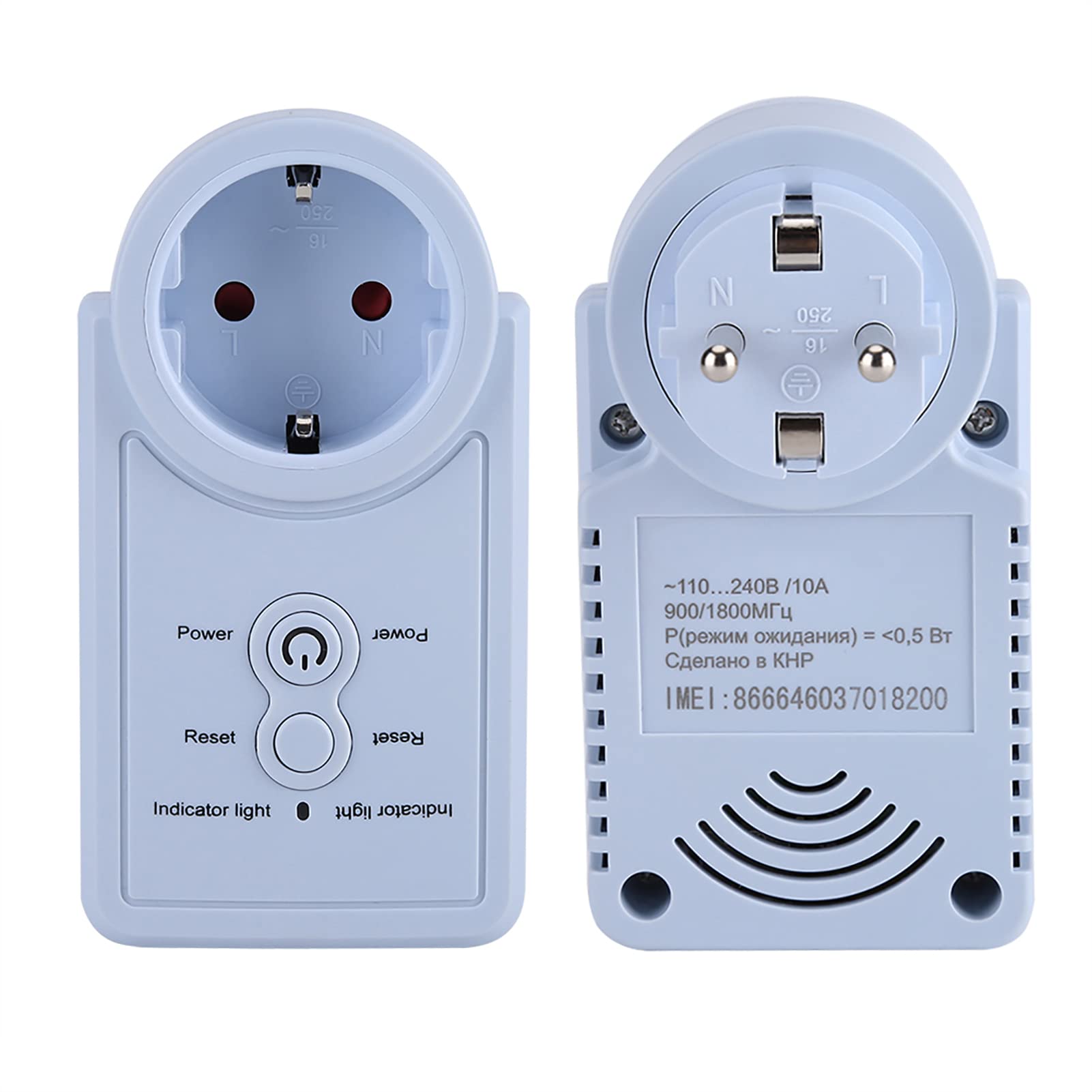 Enchufe controlado por Temporizador con Fuente de alimentación Flexible, Enchufe Inteligente gsm con Sensor de Temperatura y Control de Comando SMS (Versión Rusa estándar Europea)