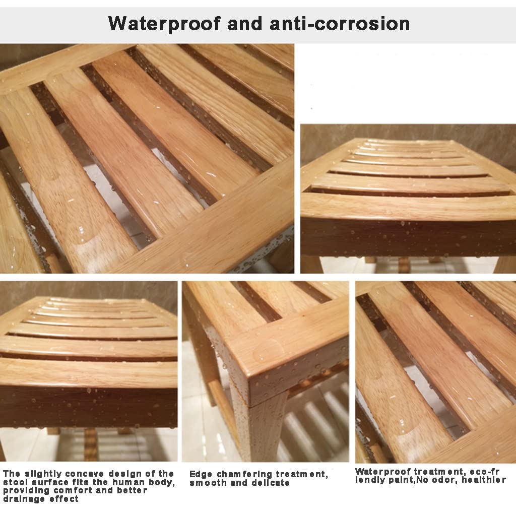 Taburete de ducha de roble impermeable para ancianos, banco de baño antideslizante y asiento de spa, silla de madera duradera para baño, perfecto para la seguridad de la bañera y la ducha