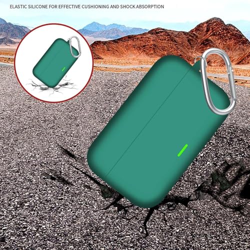 Image of Aniex Silicone Case Cover for realme Buds T500 Pro, Shockproof, Anti-Slip, Dustproof, Scratch Resistant, with Carabiner Hook, Full Body Protection (New Green)