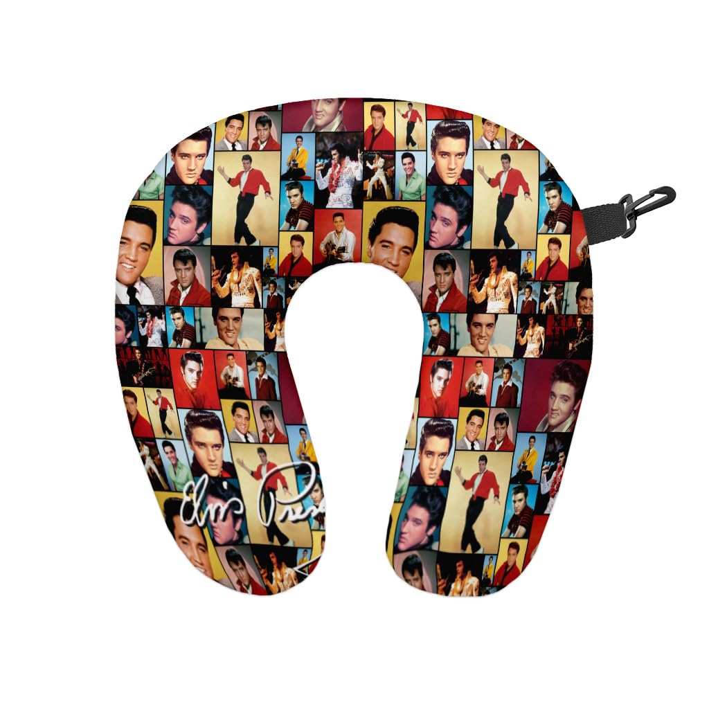 L&S Prints Foam Designs Multicoloured Elvis Presley Colourful Montage Travel Neck Pillow - Neck Support Cushion
