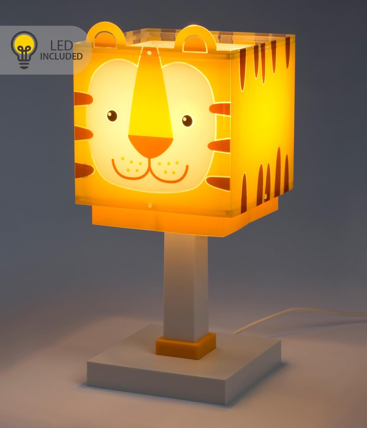 Dalber Lámpara Infantil de Mesilla Little Tiger Tigre 64561N G4 | Lámpara infantil de mesa o mesita; G4 4W LED - Bombilla incluida; Luz Quitamiedos