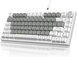 ATTACK SHARK x AJAZZ Teclado mecânico para jogos com fio, com vedação e controle de botão CNC, layout ANSI 75%, espuma de absorção de som 5, hot-swappable, retroiluminação branca (Branco e Cinza)