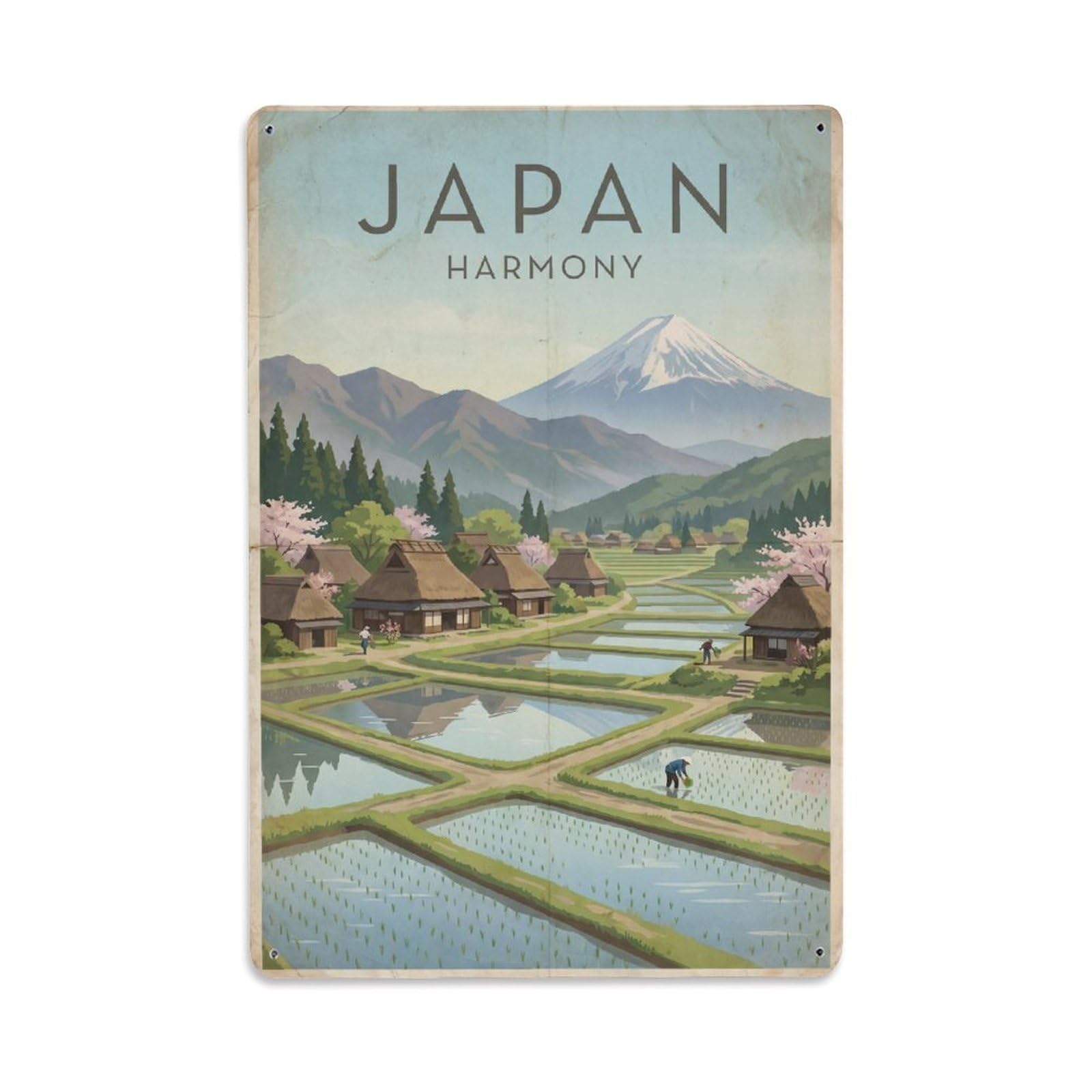 Metal Tin Sign Vintage Travel Japan Harmony