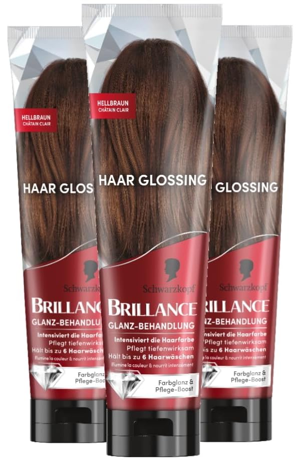 Brillance Glanz-Behandlung Haar Glossing Hellbraun (3x 150 ml) pflegt und intensiviert die Haarfarbe kann wie eine Haarmaske angewendet werden hält bis zu 6 Haarwäschen