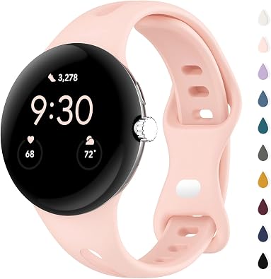 Slim Bands Compatible with Google Pixel Watch 4 3 41mm/Pixel Watch 2 1, Adjustable Breathable Soft Silicone Sport Replacement Watch Band Straps Wristbands Bracelet for Google Pixel Watch