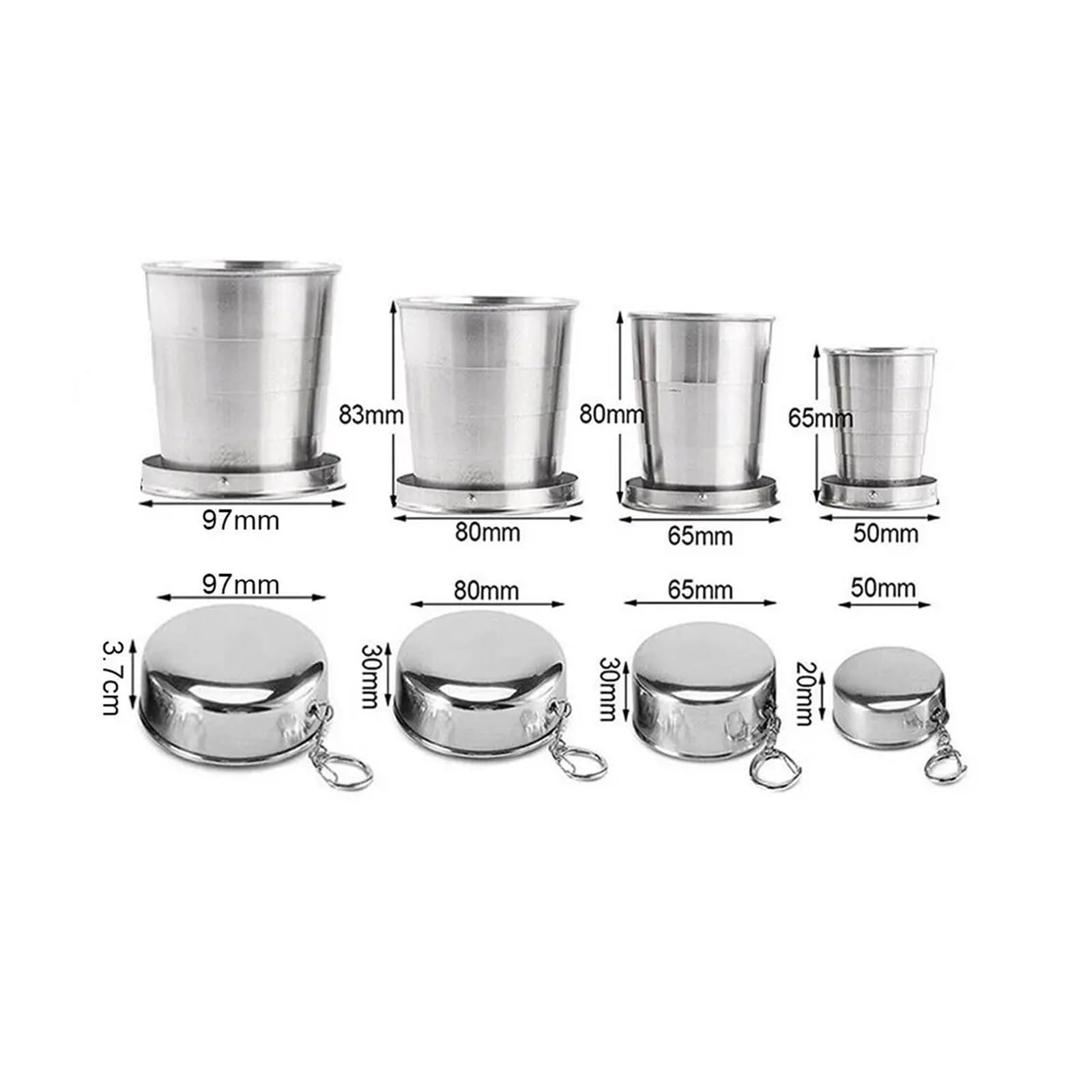 Zusammenklappbarer Edelstahlbecher Handbecher aus Edelstahl | Zusammenklappbarer Teleskopbecher. Zusammenklappbarer Becher(450ml)