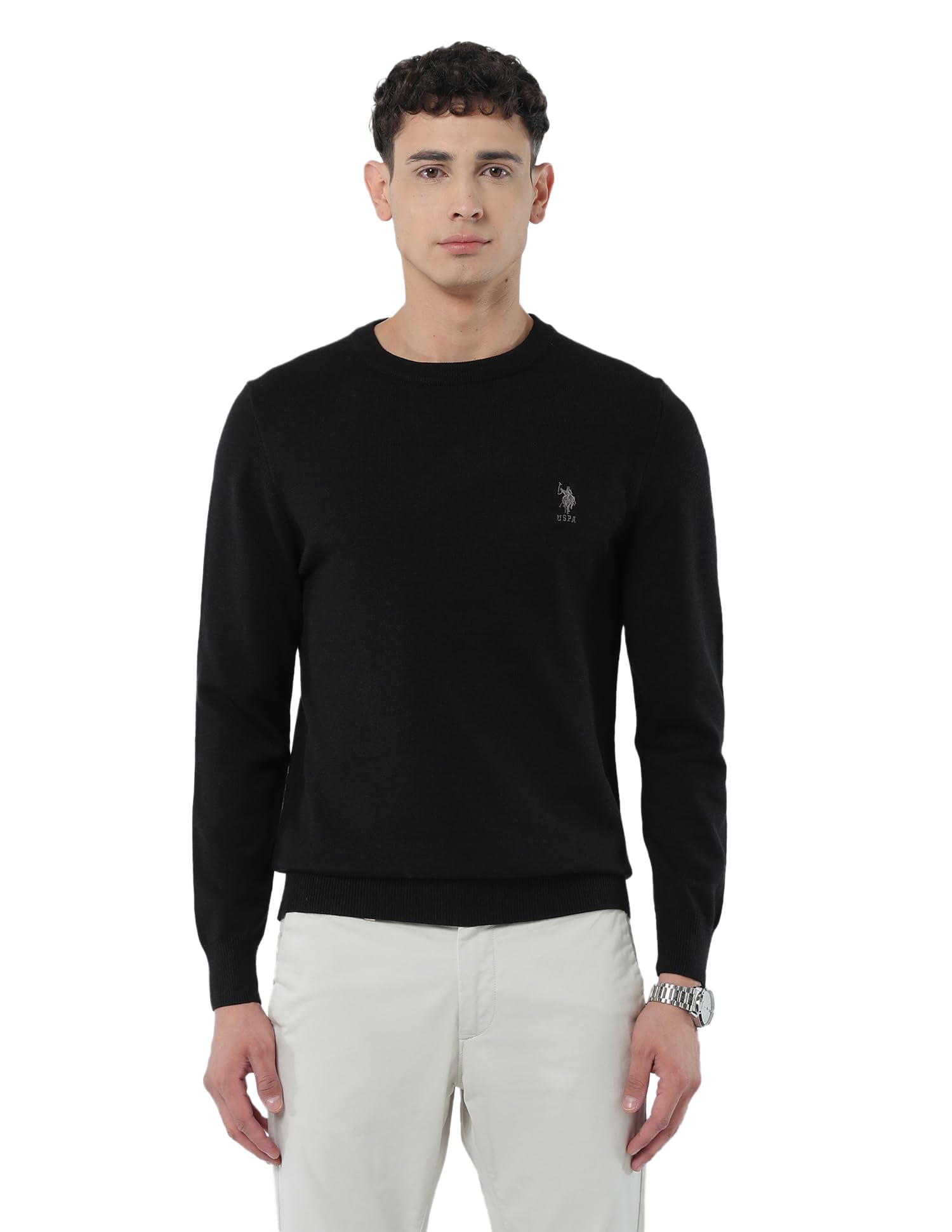 u.s. polo assn. U.s.Polo Association Men's Solid Regular fit Sweater-picture-39