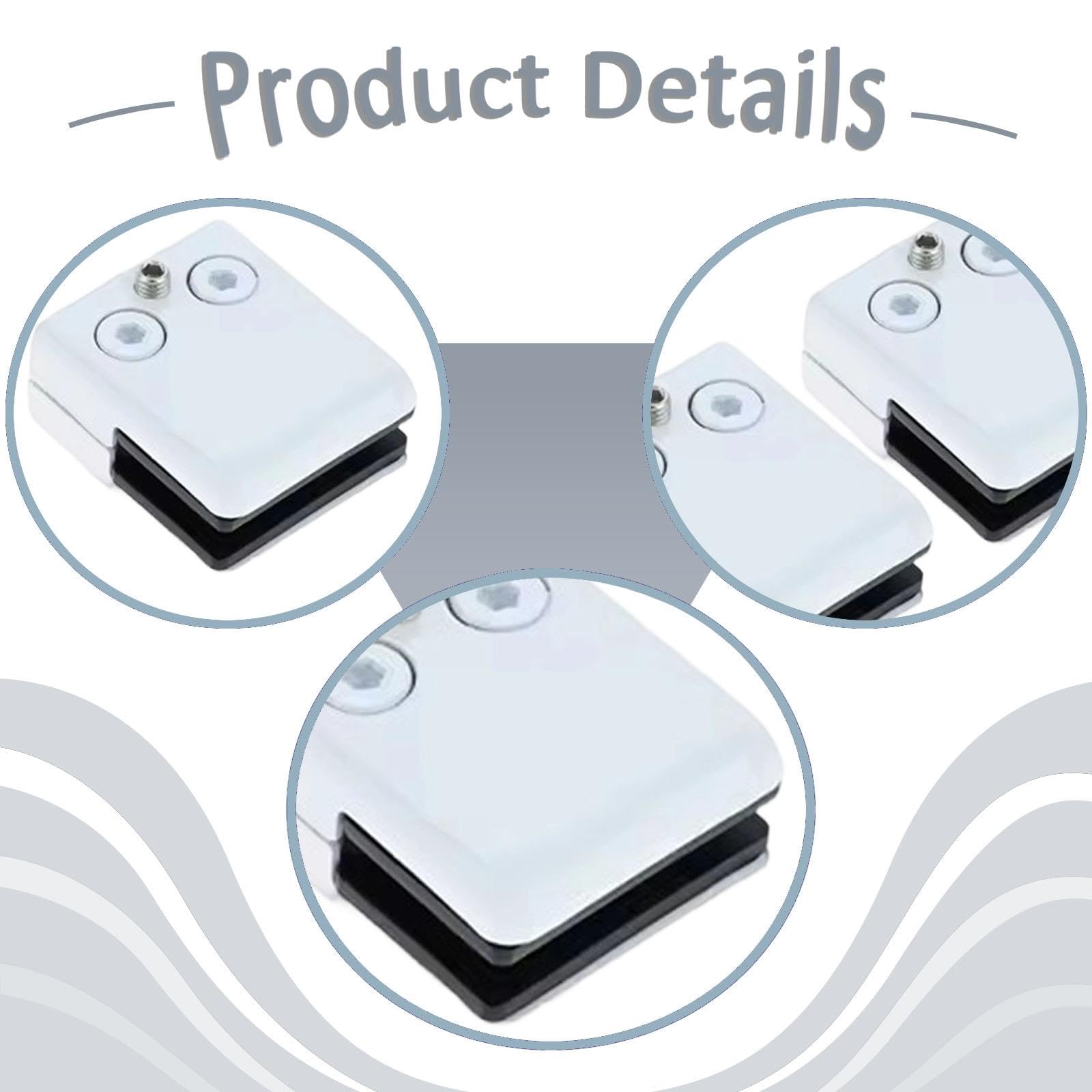 8 Pezzi Morsetto per Vetro, Balaustra, Clip per Vetro, Supporto per Ringhiera in Acciaio Inossidabile, Morsetto in Metallo Adatto per Scale Interne Ed, Bianco