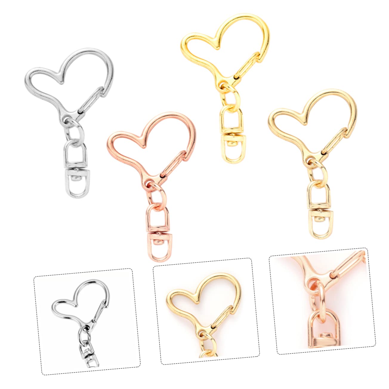 EXCEART 120pezzi Moschettone Forma Di Cuore Chiusure Per Portachiavi Fai Te Accessori Decorativi Per Creazioni Handmade e Gioielli