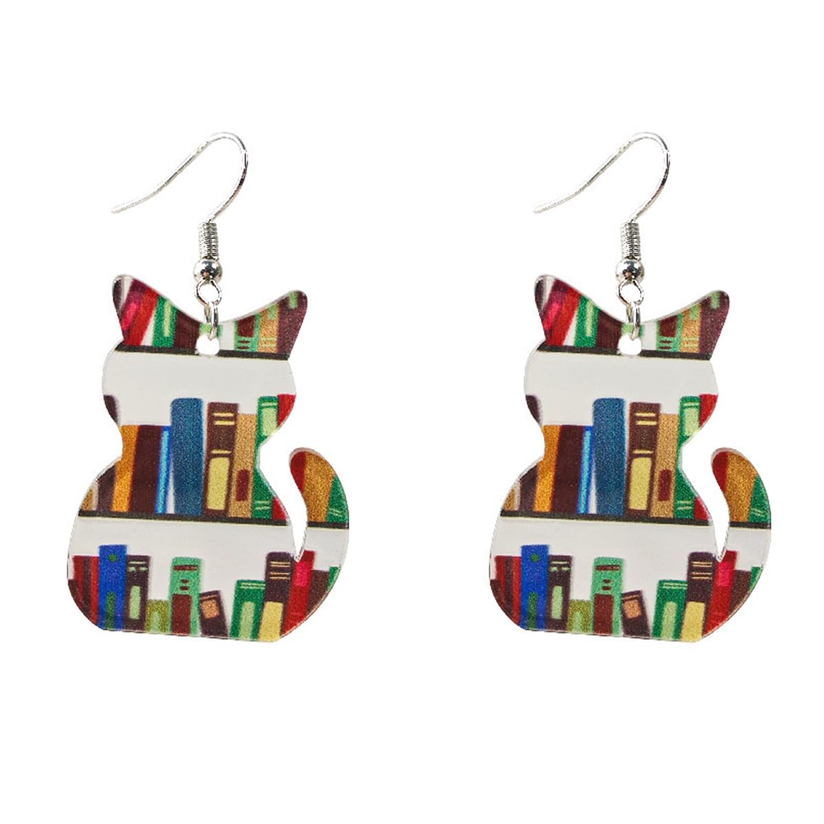 Orecchini A Forma Di Gatto Con Libreria: Regalo Originale Per Amanti Dei Libri E Gatti