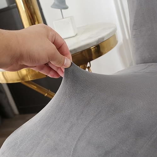 Miniatura 9 de Fundas para sillas de comedor, de terciopelo, elásticas, para sillas de comedor, 6 unidades, color caqui