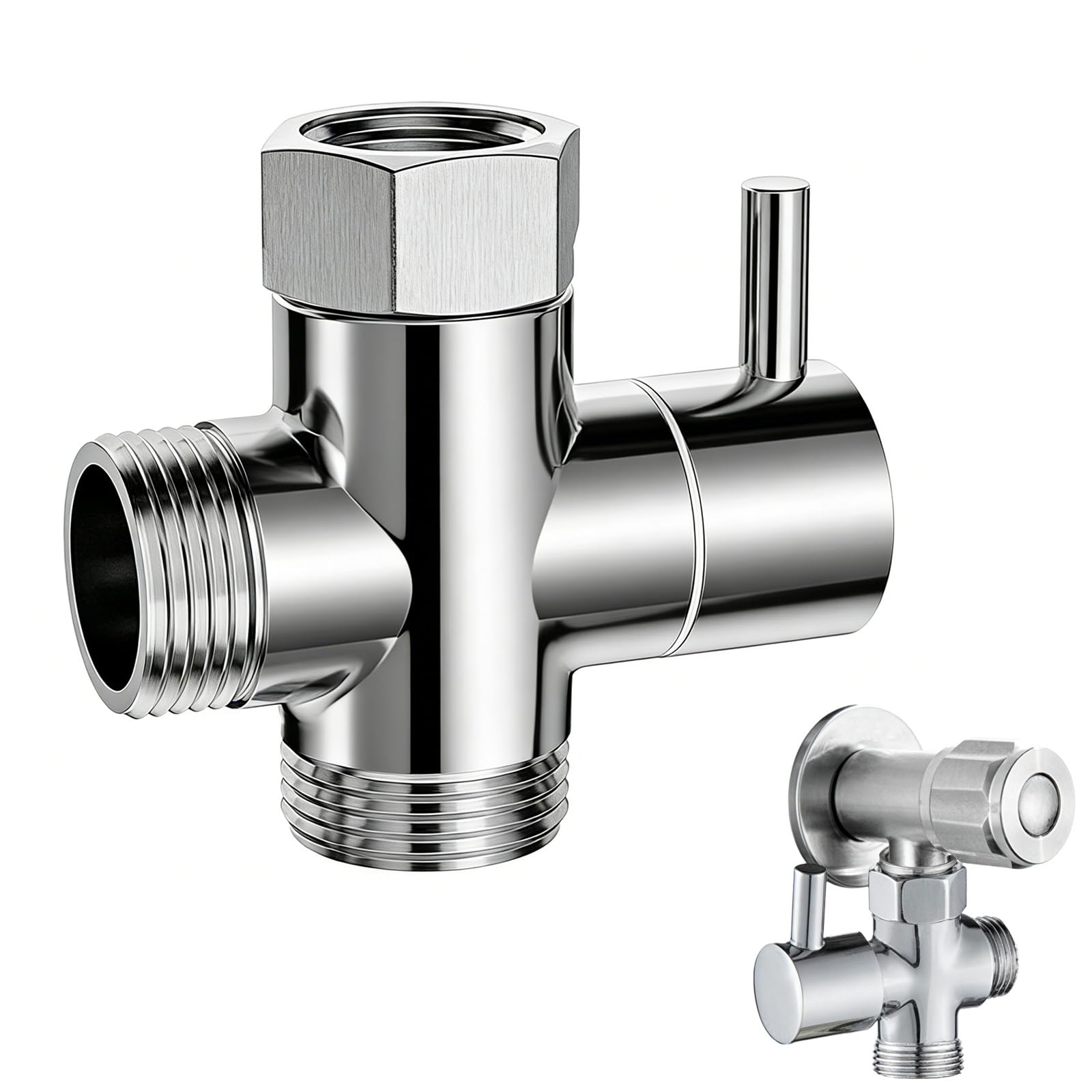 Valvola a 3 Vie per Doccia G1/2" – Deviatore per Rubinetto Facile da Installare – Adattatore per Acqua per Bagno e Cucina