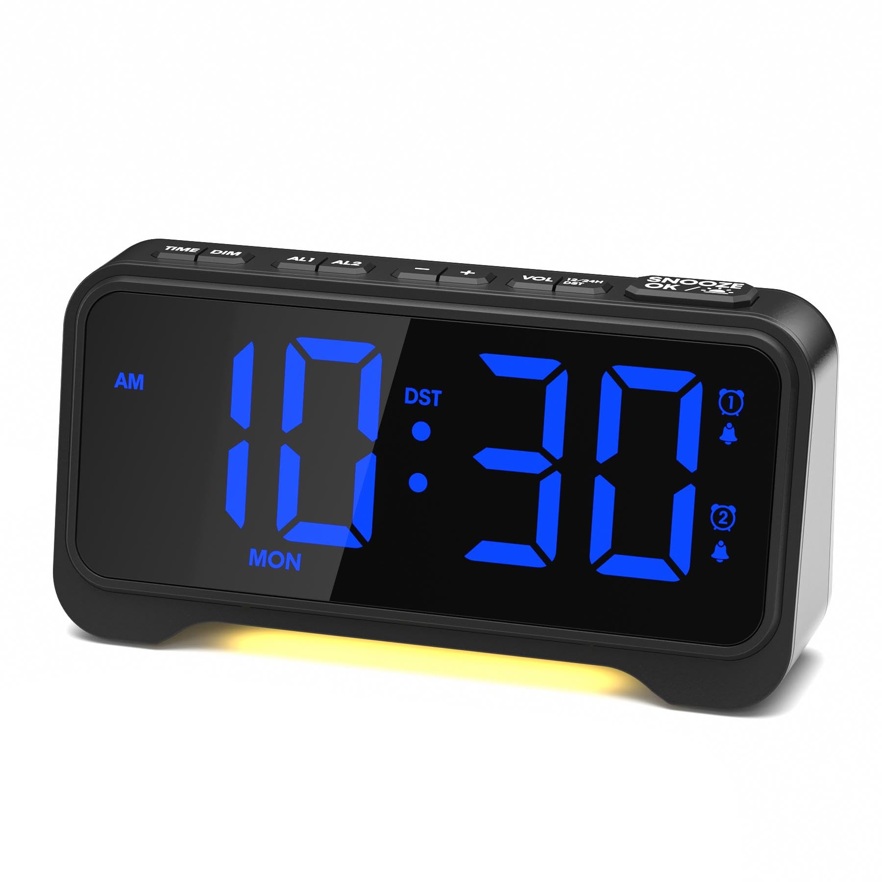 Mesqool Digitaler Wecker Nachttisch, Wecker Extra Laut mit Type-C & USB-Ladeanschluss, Wochenendmodus, Digital Uhr Netzbetrieben mit Stromkabel & Batterie-Backup, Alarm Clock Digital für Kinder, DST