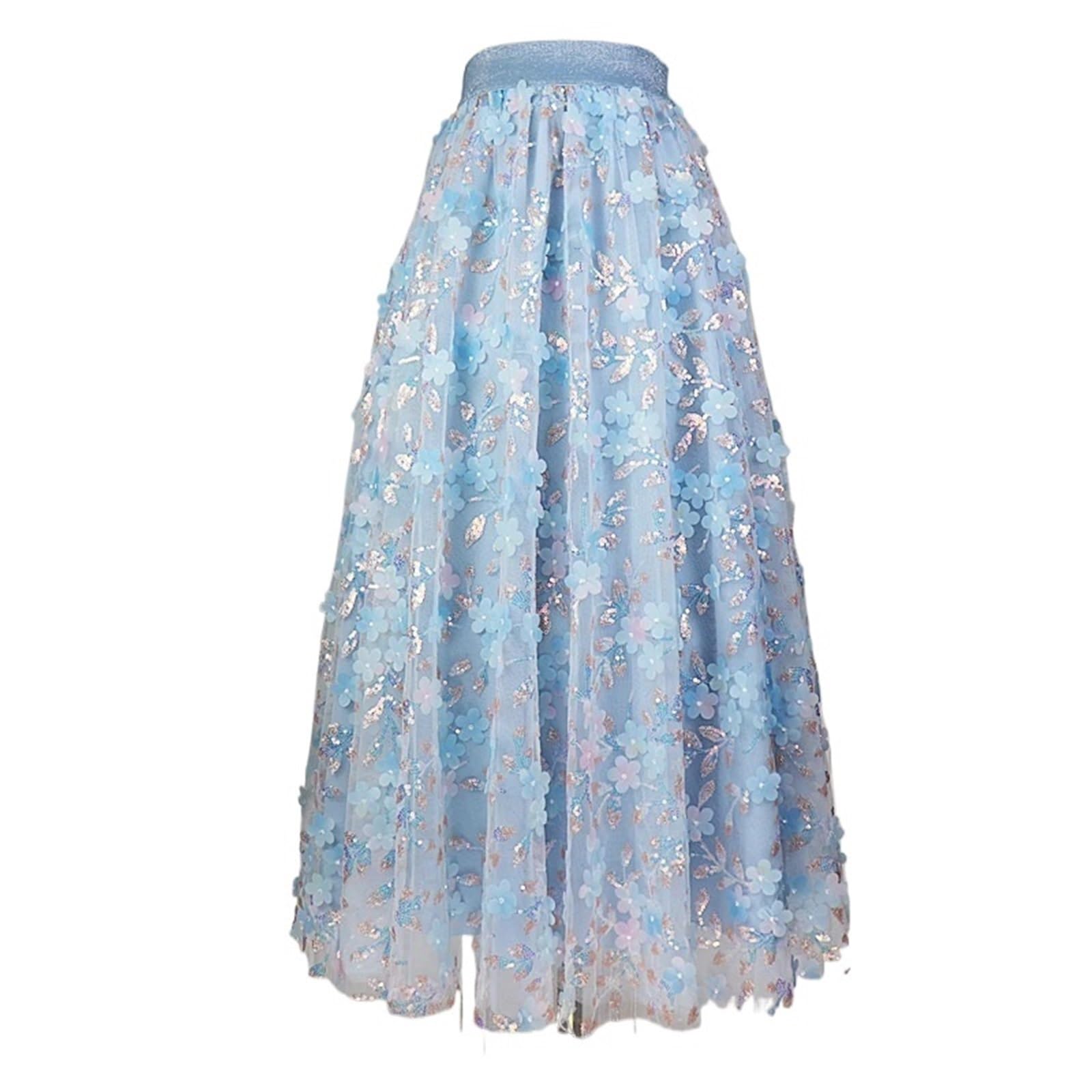 Gonna in Rete con Fiori Ricamati Paillettes Glitterate Weet Fairy