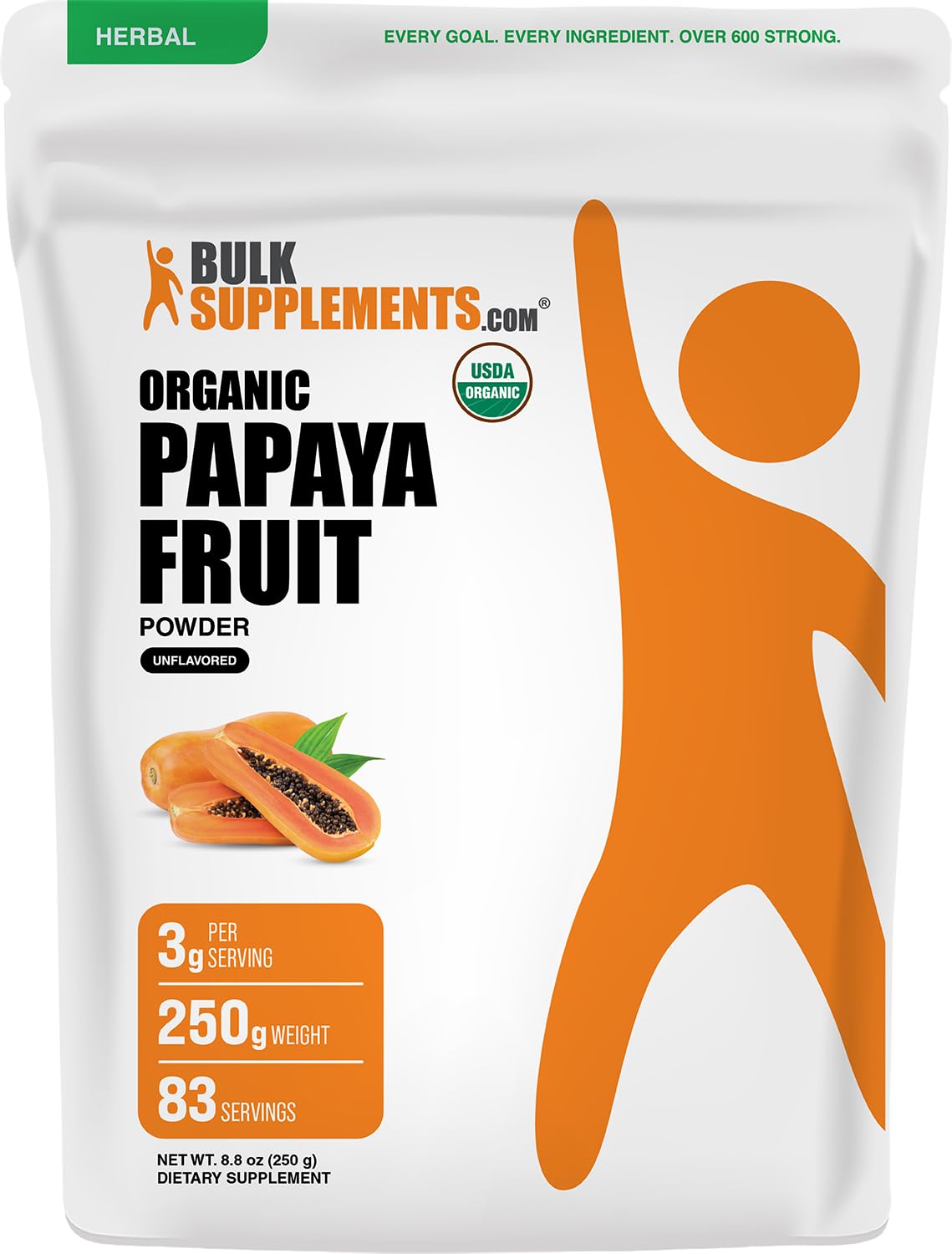 BulkSupplements.com Organic Papaya Fruit Powder - Flavoring Powder, Sourced from Carica Papaya Fruit - Gluten Free, 3g per Serving, 250g (8.8 oz) (Pack of 1) 8.8 Ounce (Pack of 1)