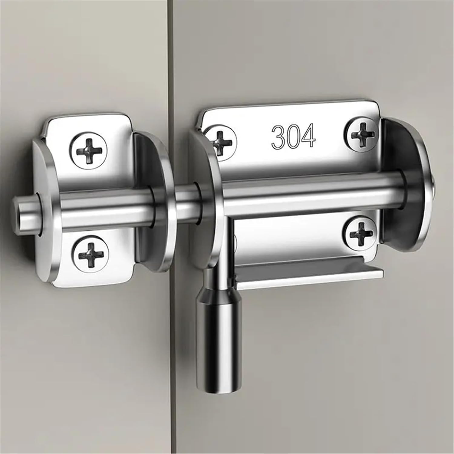 Buckle 304 Stainless Steel Door Bolt Lock Switch Wooden Bathroom Sliding Door Latch 1Pcs(Type2 with ScrewFlat)