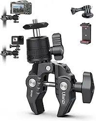 ULANZI R099 Suporte Super Clamp com Cabeça Esférica 360° - Grampo Metálico 1,5kg para Guidão de Bicicleta/Moto, Postes, Tubos, DSLR e Action Cams (GoPro/Insta360/DJI)