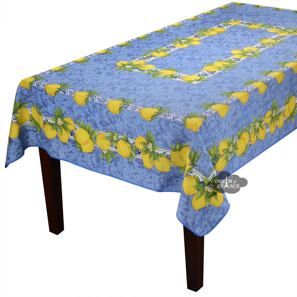 Citrus Blue French Provencal Polyester Tablecloth - 59x92 Rectangular