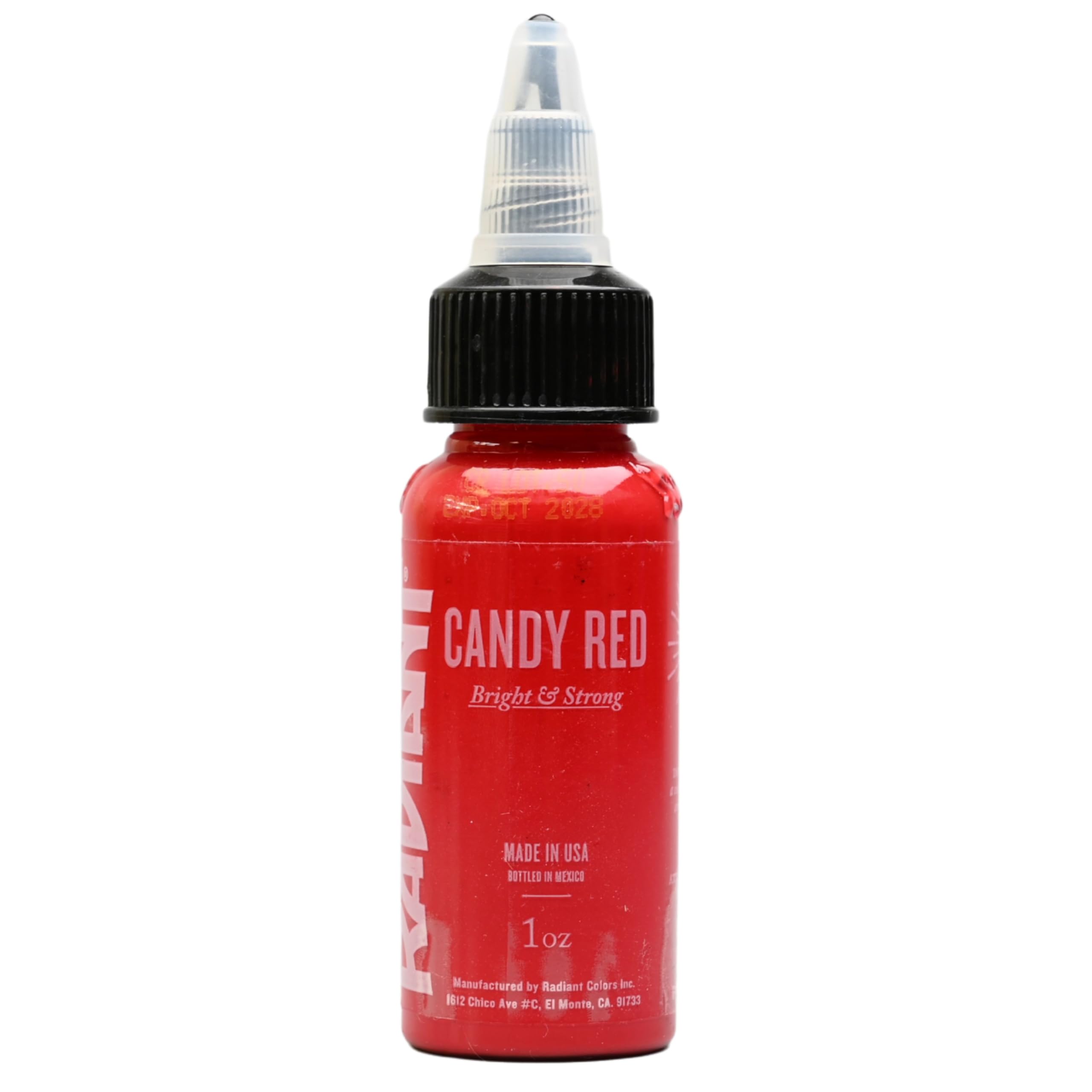 Radiant Colors Candy Red Tattoo Ink 1oz Bold Pigment Professional Quality Smooth Flow Long Lasting Formula