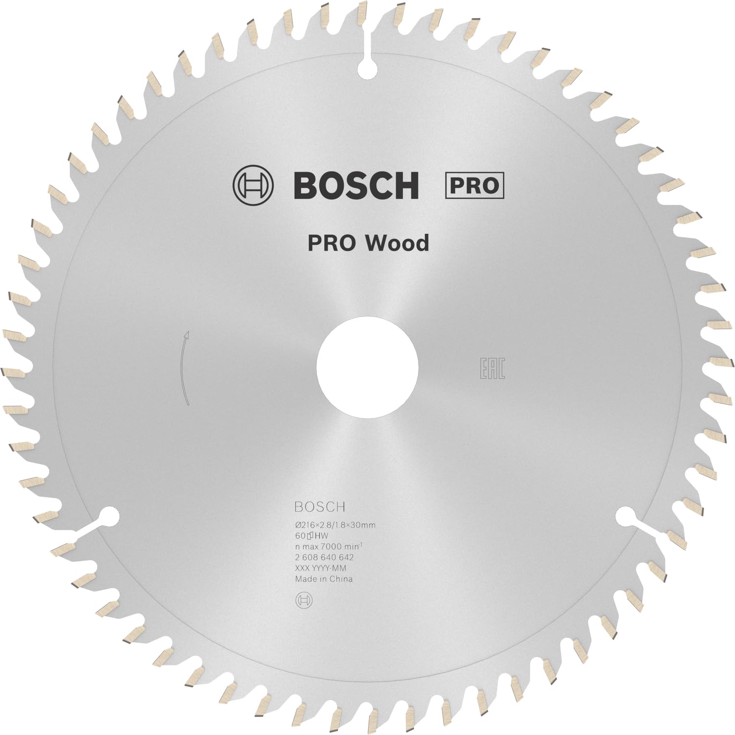 Bosch Professional 2608640642 Opti Wood Mitre Circular Saw 216Ã2.8Ã30, 60, Silver, 216 X 2.8 X 30 Mm 3165140194334