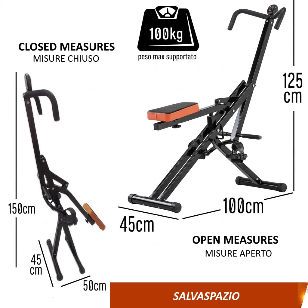 Total Power Body Crunch Multifunzionale con Display LCD – Attrezzo Home Fitness Total Body per Addominali, Glutei, Gambe, Braccia e Pettorali – Nuova Versione Rinforzata Più Robusta