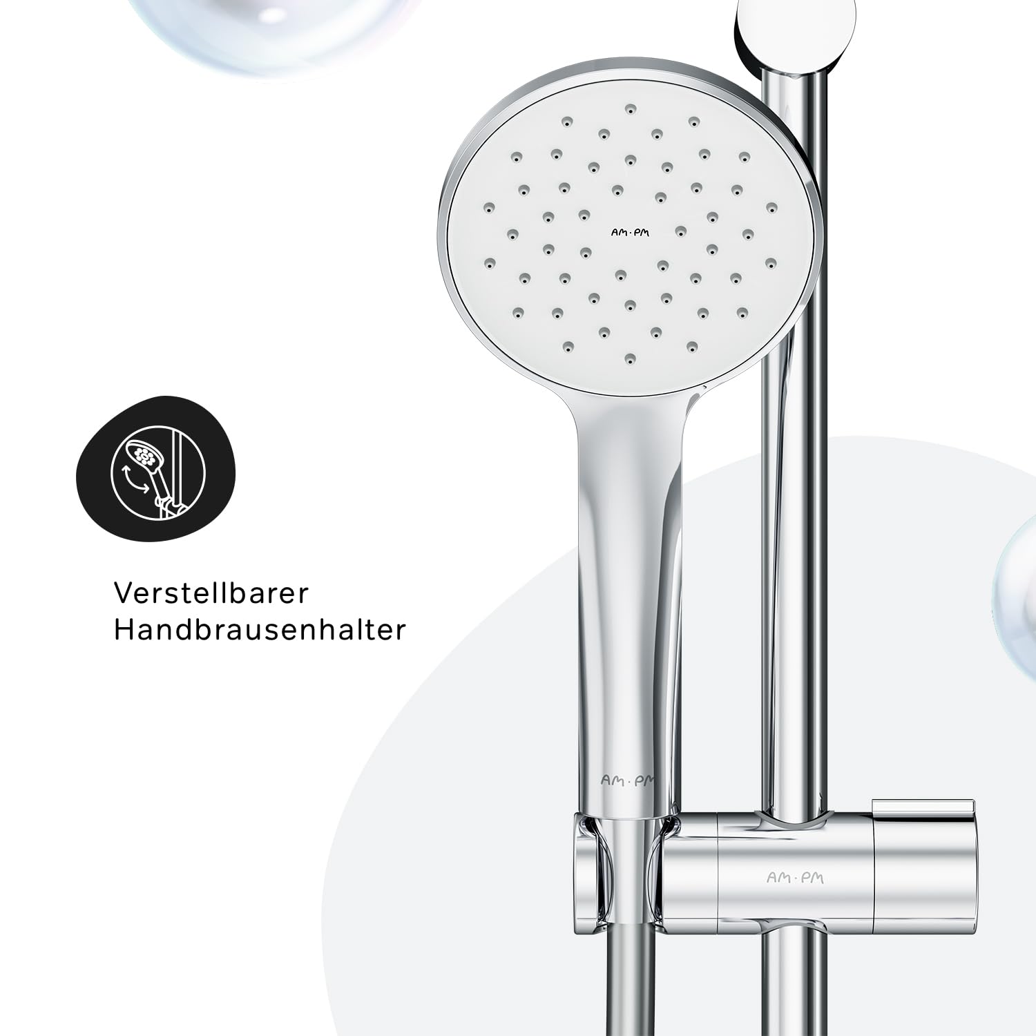 AM.PM Hit – Duschset mit Thermostat | Duscharmatur mit Thermostat | Brausegarnitur mit Duschstange & Handbrause | Duschkopf 1 Strahlart (EnerJet) | Duschschlauch Antikalk | Rub&Clean | Chrom