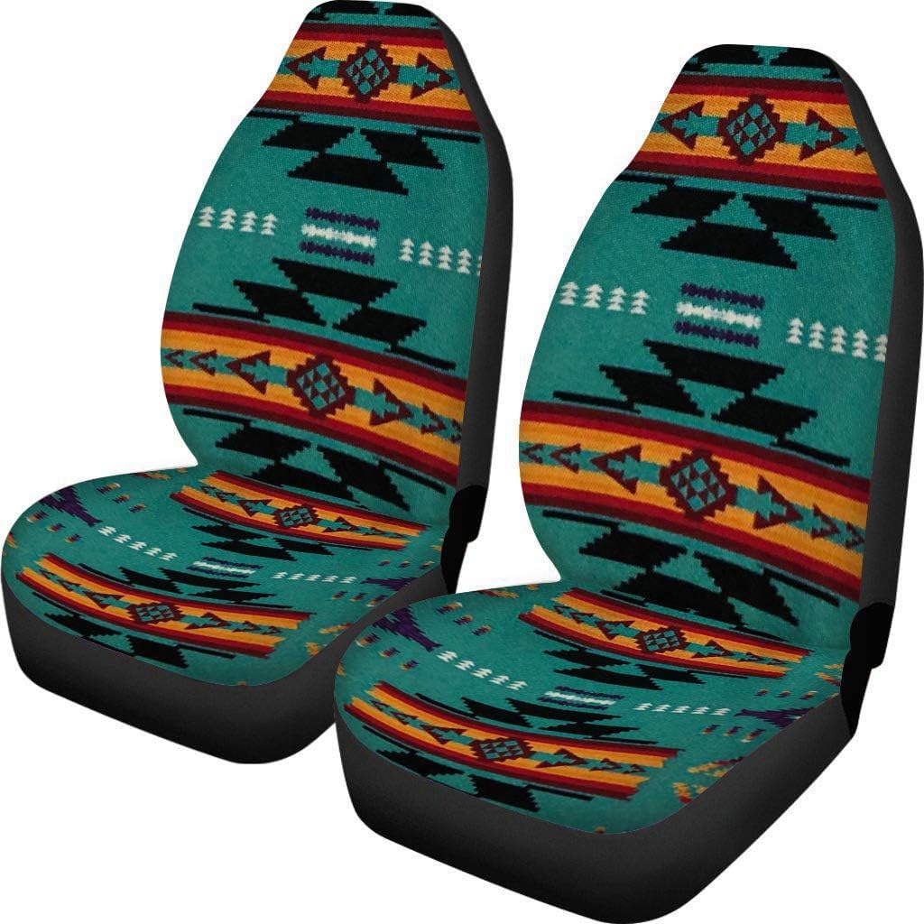 Belidome - Juego de fundas para los asientos del coche, resistentes, duraderas, suaves, antideslizantes y elásticas, ajuste universal, lavables en lavadora (diseño étnico azteca-navajo)