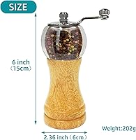 Vista 2 de Juego de molinillo de sal y pimienta VEIZIBEE Juego de molinillo de sal y pimienta de madera Molinillo de pimienta manual Juego de molino