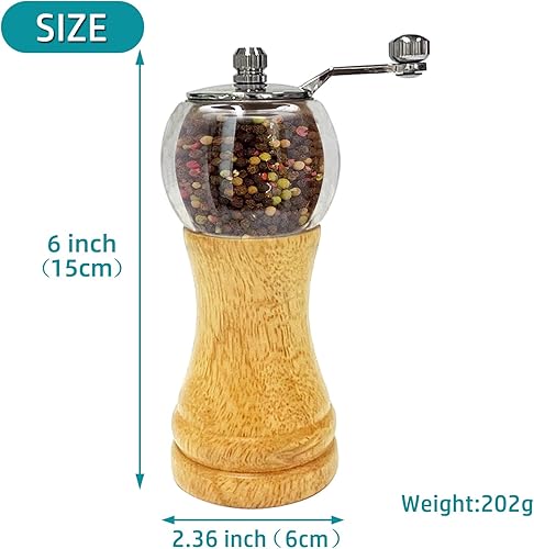 Miniatura 3 de Juego de Molinillo de Sal y Pimienta con Manivela Manual Molinillo de Sal y Pimienta Clásico de Madera Molinillo de Sal Manual Acrílico Agitadro de