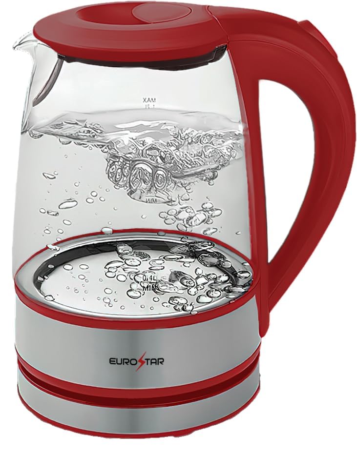 Hervidor de vidrio EUROSTAR 1.2L rojo miniatura 3